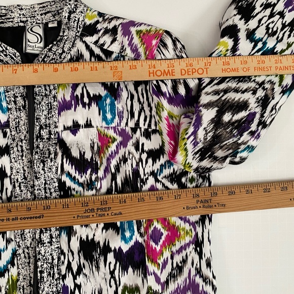 SilkLand Geometric Abstract Statement Jacket Women's M  Cotton Blazer - Picture 4 of 12